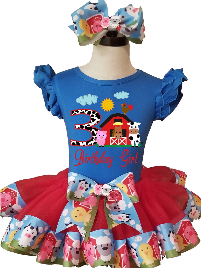 Baby Toddler Girls Farm Animal Birthday Tutu Outfit | 3 Piece Barn Tutu Dress | Includes Ribbon Tutu, Tshirt or Onesie and Matching Hair Bow | MakerPlace by Michaels Baby Toddler Girls Farm Animal Birthday Tutu Outfit | 3 Piece Barn Tutu Dress | Includes Ribbon Tutu, Tshirt or Onesie and Matching Hair Bow | MakerPlace by Michaels